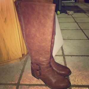 Brown knee high boots